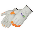 Premium Grain Cowhide Driver Glove W/Fluorescent Orange Fingertips